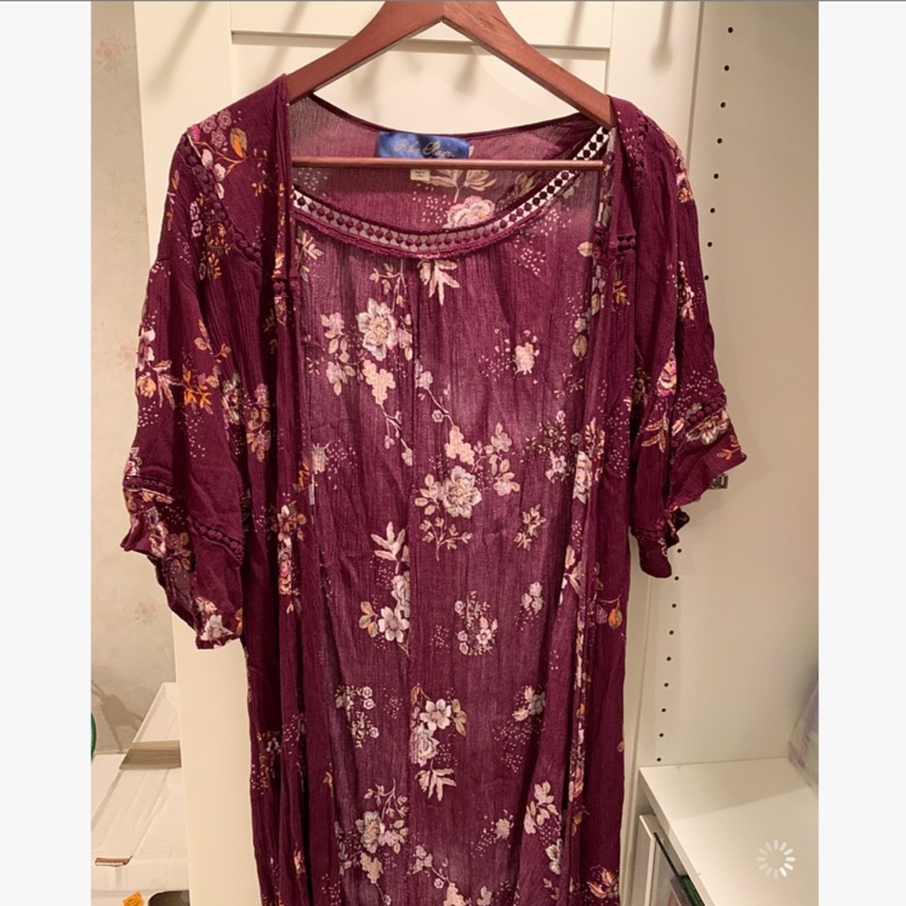 Floral burgundy Cardigan Kimono